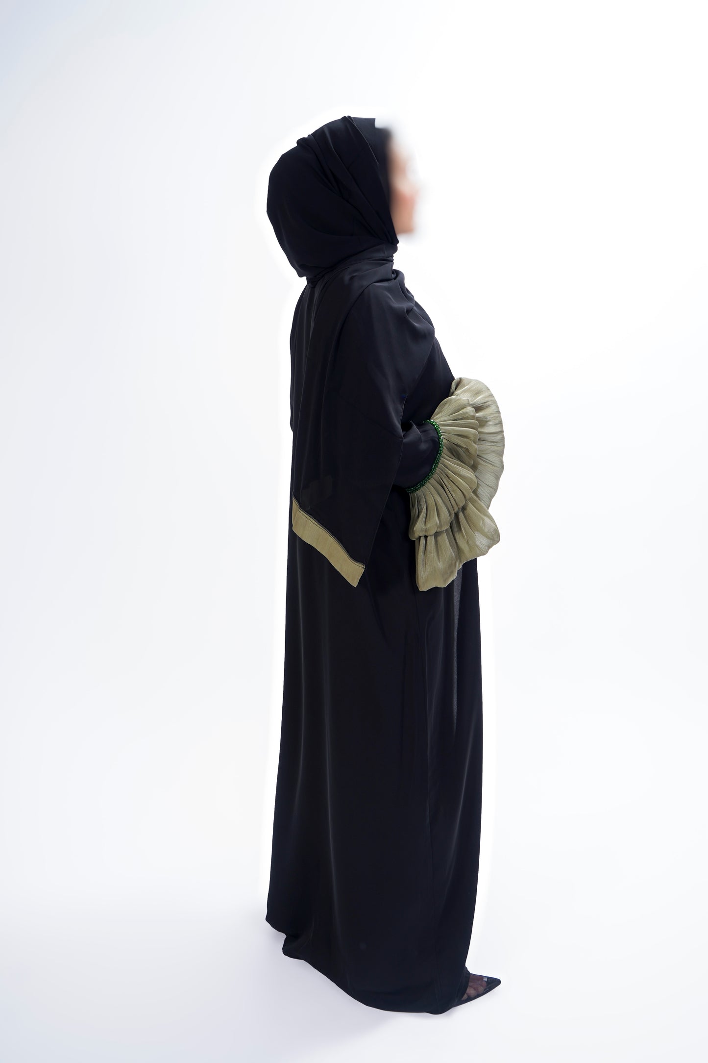 Khaki layered sleeve abaya