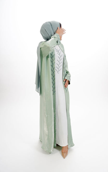 Pastel Green Embellished Abaya