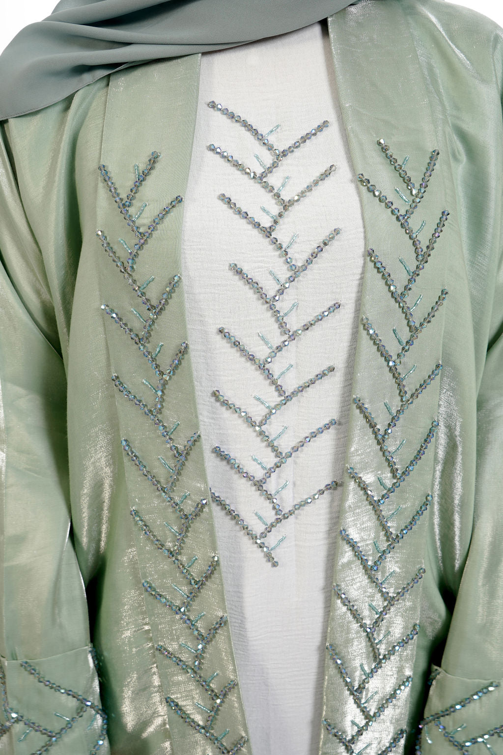 Pastel Green Embellished Abaya