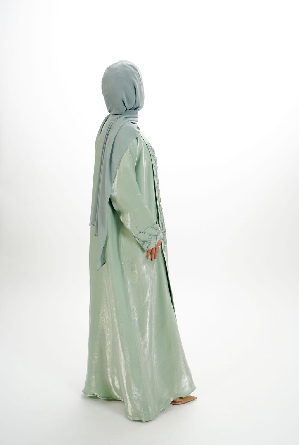 Pastel Green Embellished Abaya