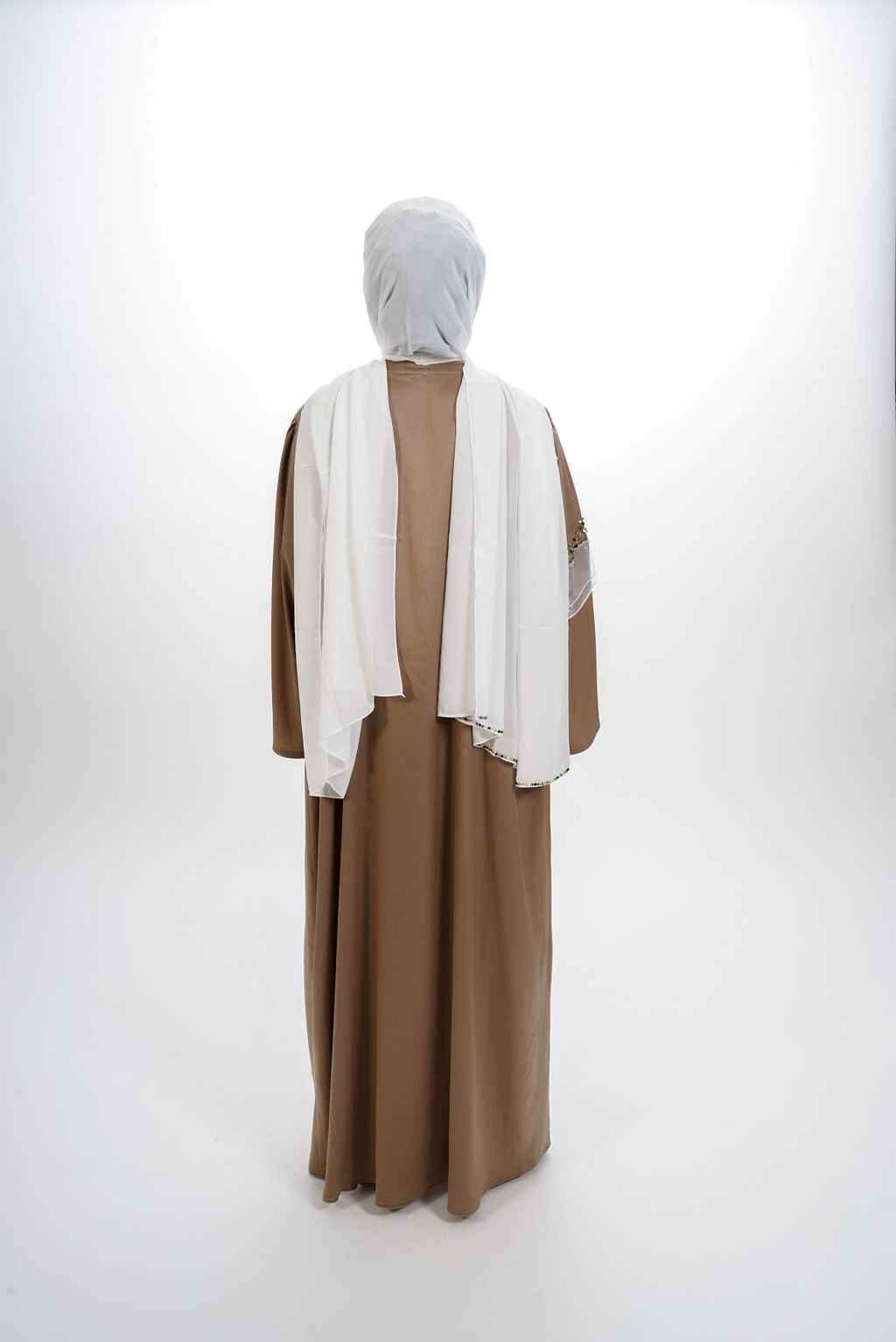 Beige Gold Embellished Abaya