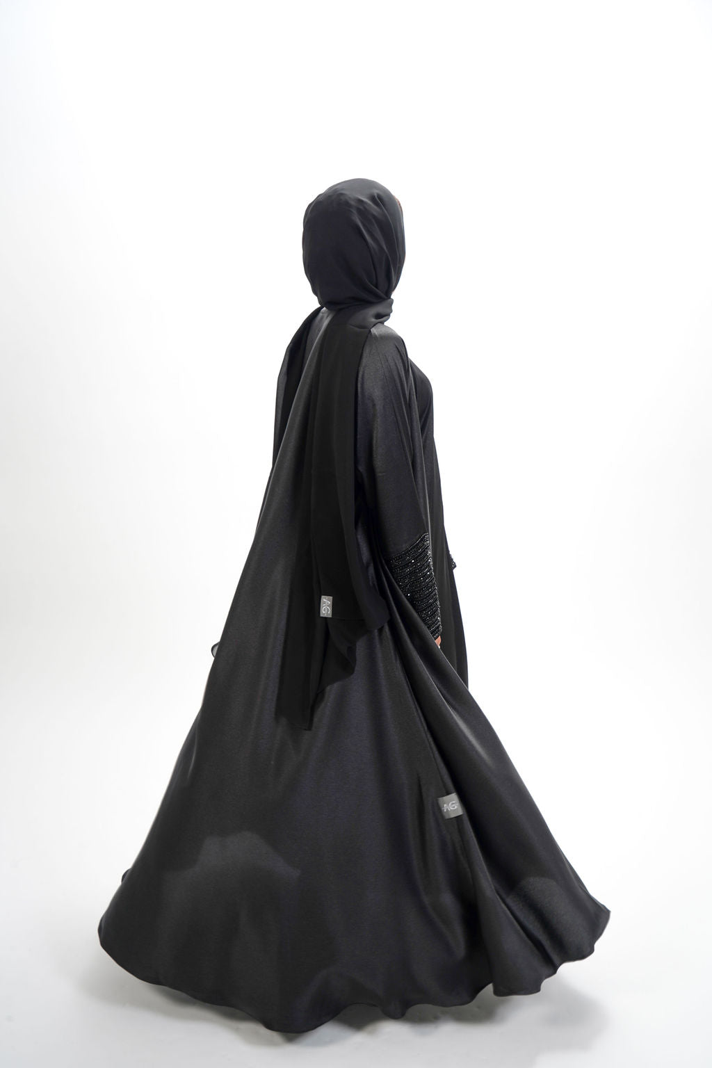 Black Umbrella Embroidered Abaya