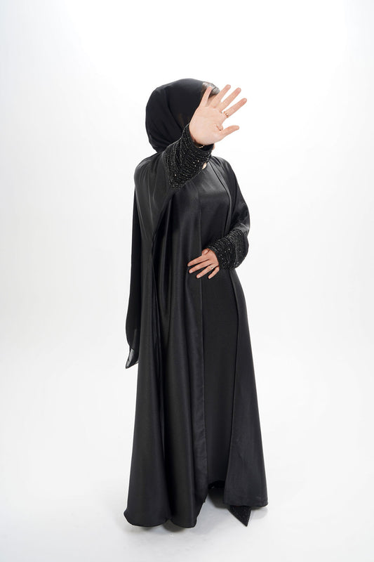 Black Umbrella Embroidered Abaya