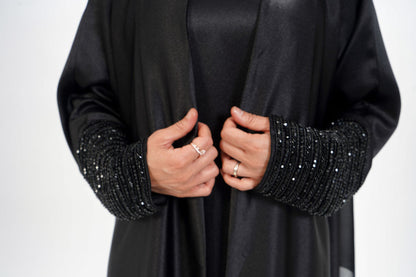 Black Umbrella Embroidered Abaya