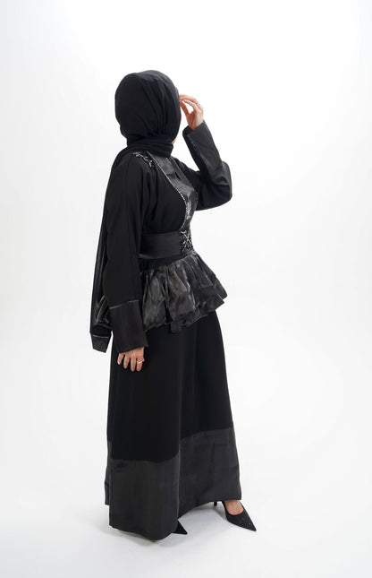 Black peplum style abaya