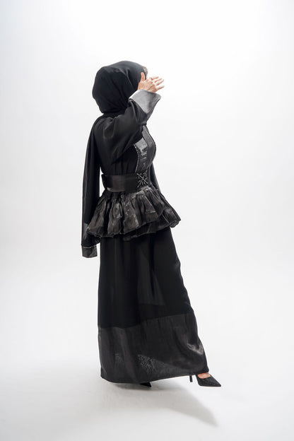 Black peplum style abaya