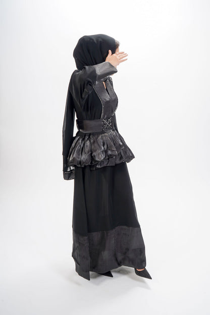 Black peplum style abaya