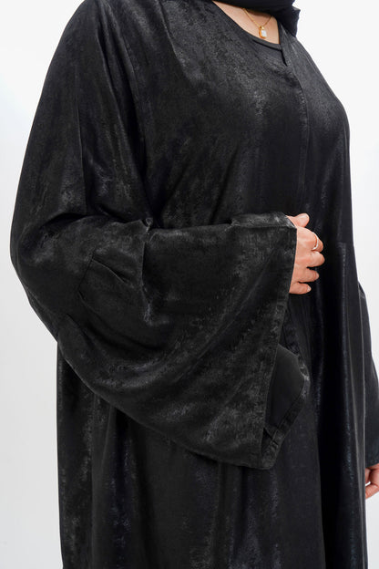 Black tiered abaya