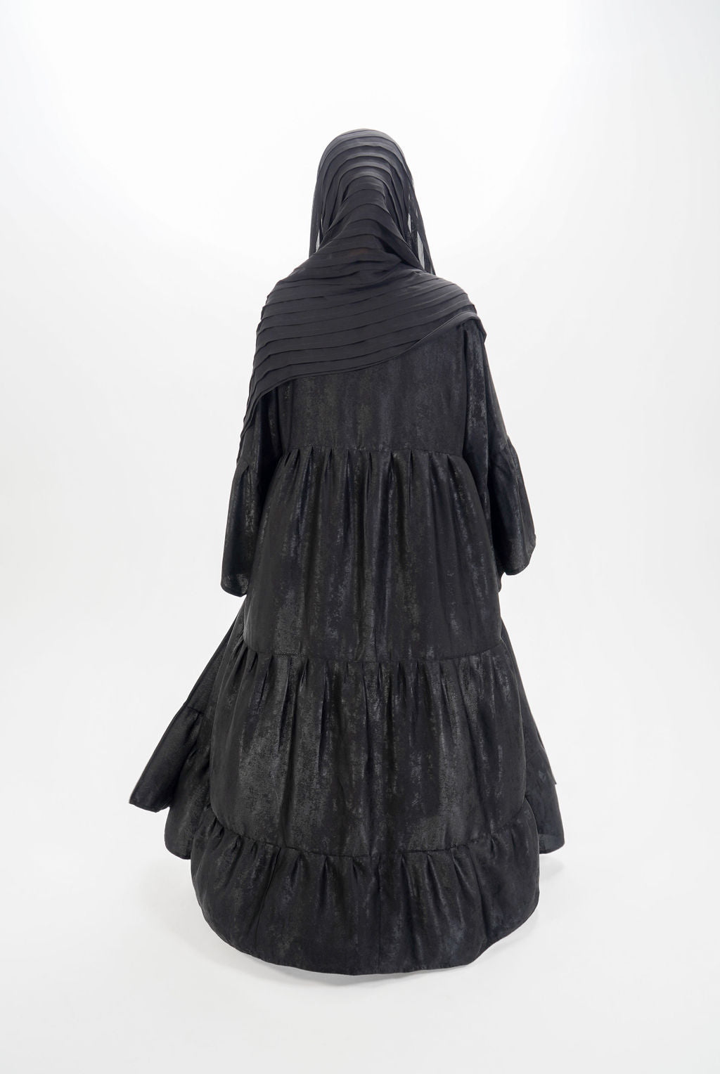 Black tiered abaya