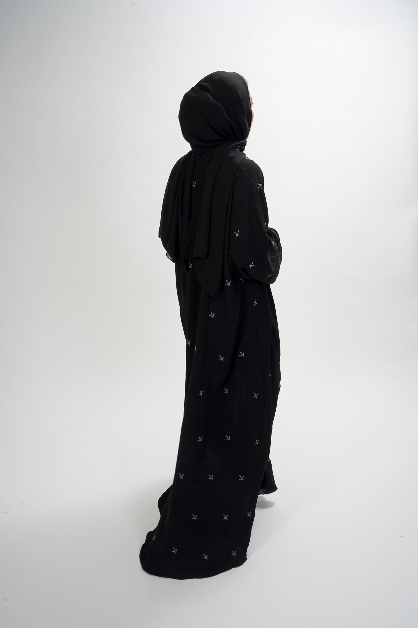 Grey threadwork abaya