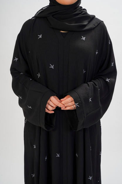 Grey threadwork abaya