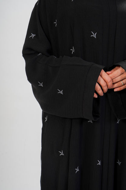 Grey threadwork abaya