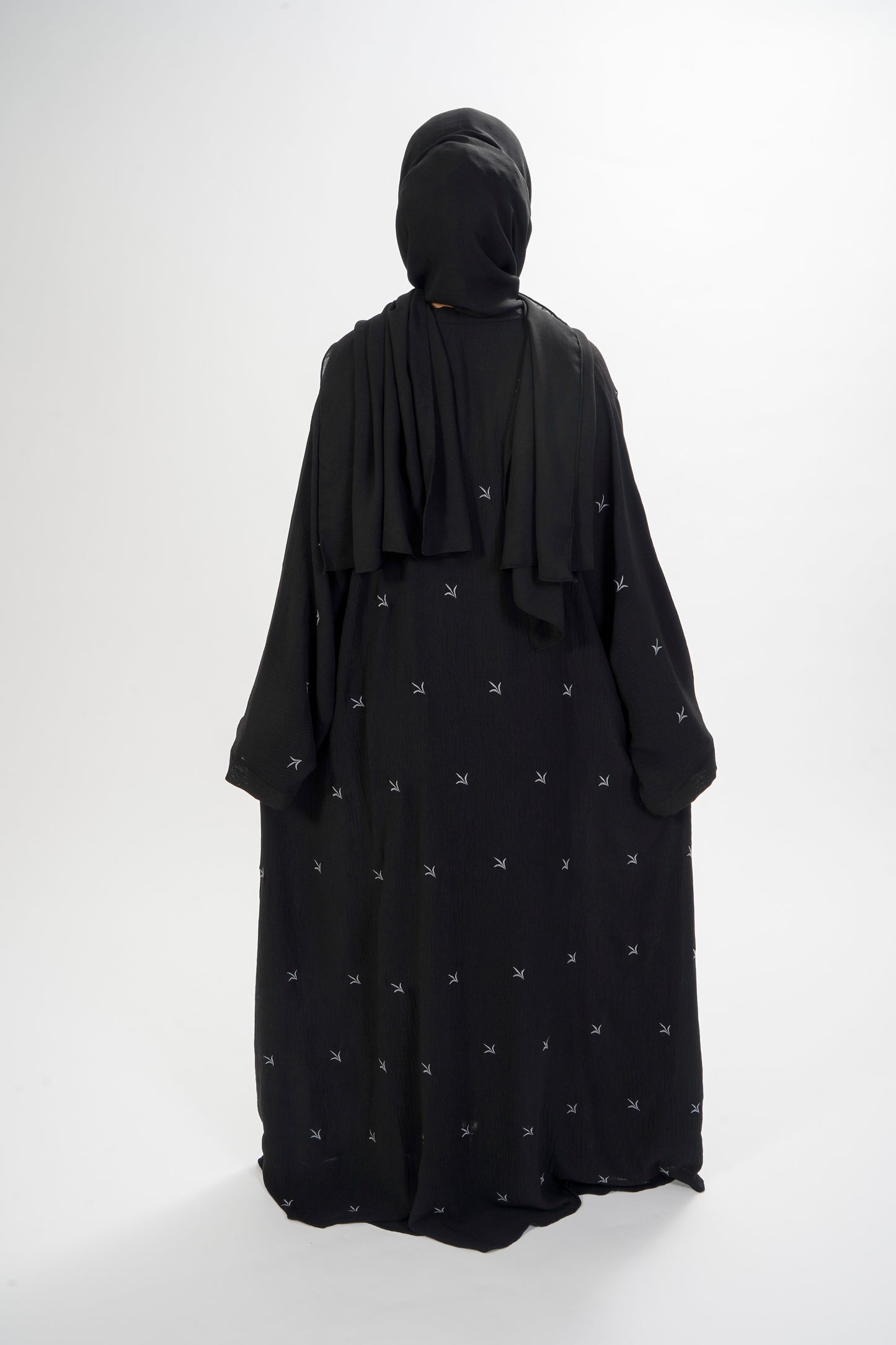 Grey threadwork abaya