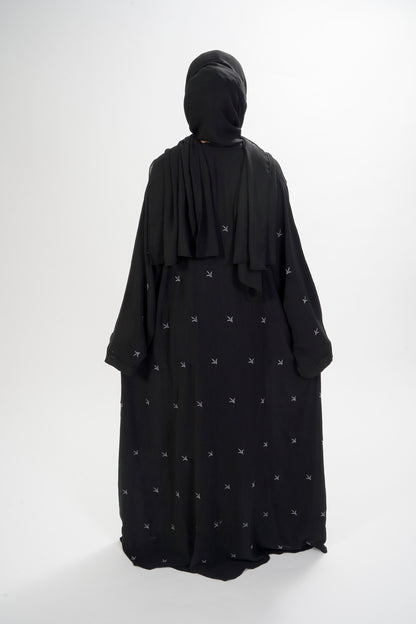 Grey threadwork abaya
