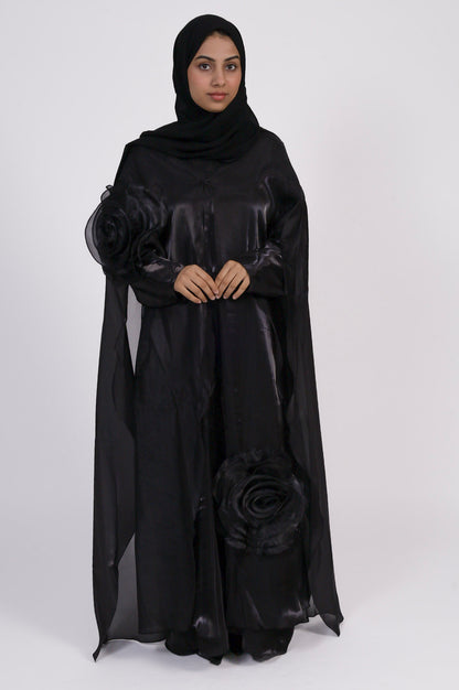 Organza rose cape abaya set