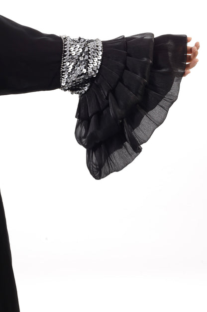 Layered sleeve embellished abaya set