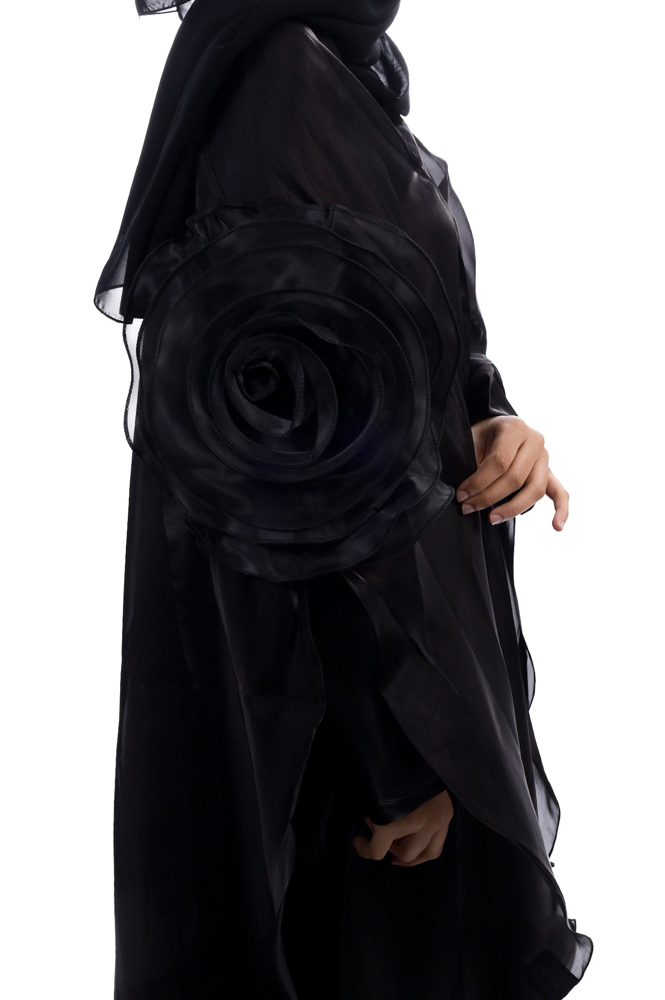 Organza rose cape abaya set